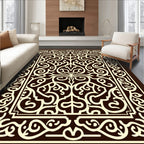 Elegant Cream Swirls Decorative Rug