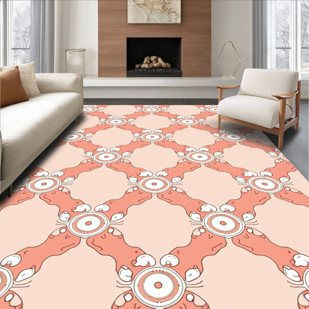 Orange Abstract Floral Pattern Rug
