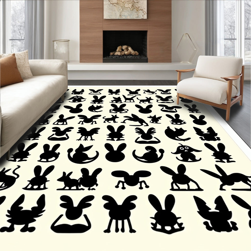Whimsical Bunny Silhouette Collection Rug