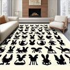 Whimsical Bunny Silhouette Collection Rug