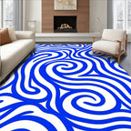 Classic Blue Swirl Abstract Pattern Rug
