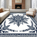 Intricate Floral Starburst Mandala Design Rug
