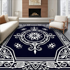 Elegant Floral and Scrollwork Motif Rug
