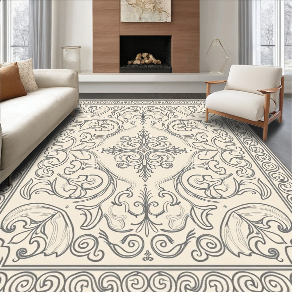 Classical Floral Swirl Detailed Pattern Rug