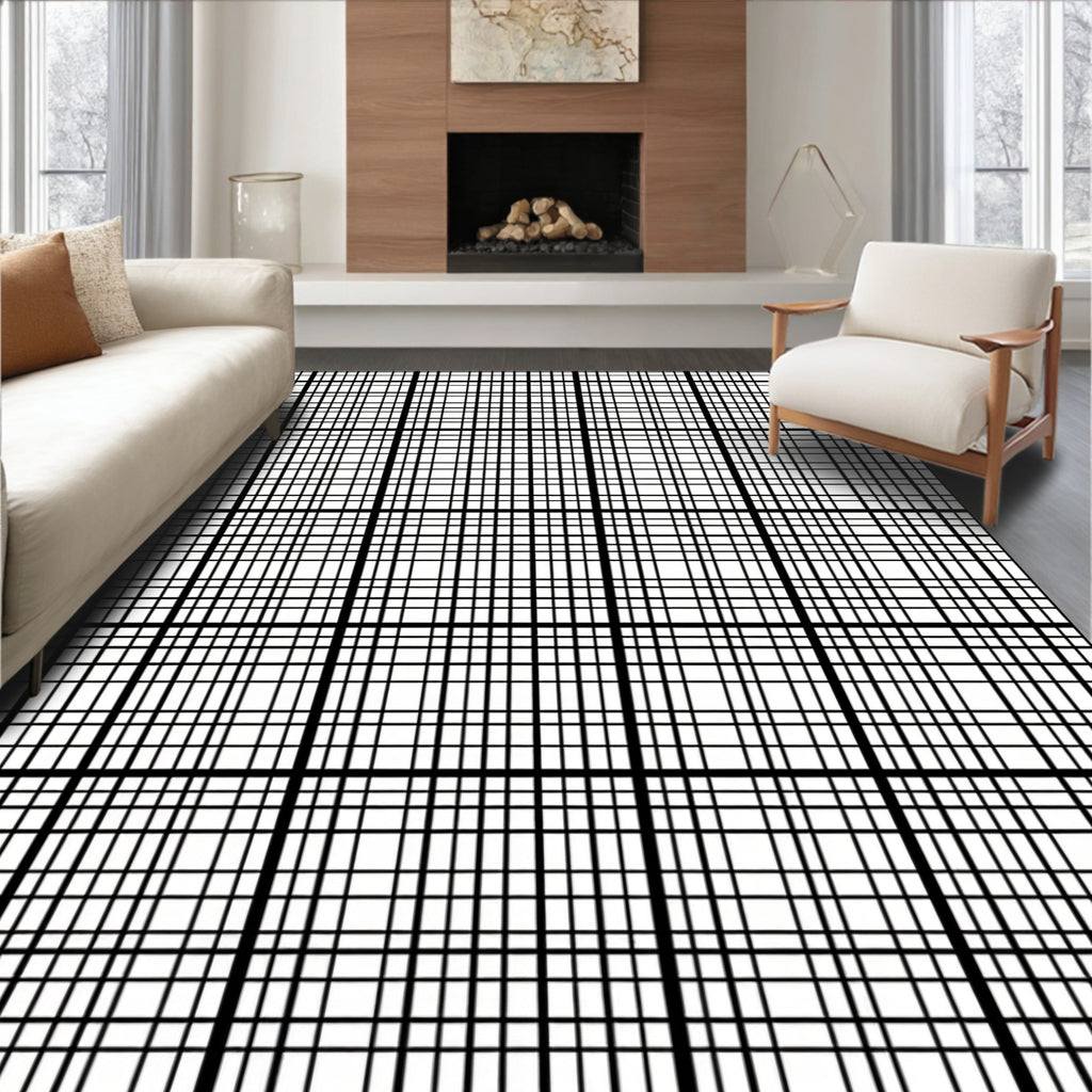 Bold Plaid Patterned Lines Rug