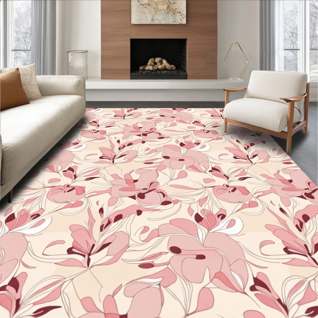 Abstract Floral Swirls Pattern Rug