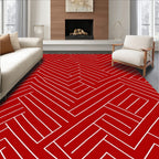 Abstract Red Interlocking Lines Rug