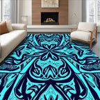 Symmetric Cyan Abstract Pattern Design Rug