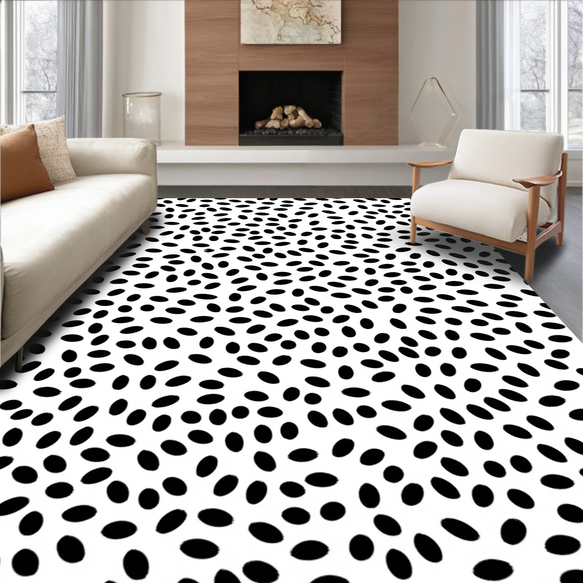 Simple Black Dot Pattern Rug