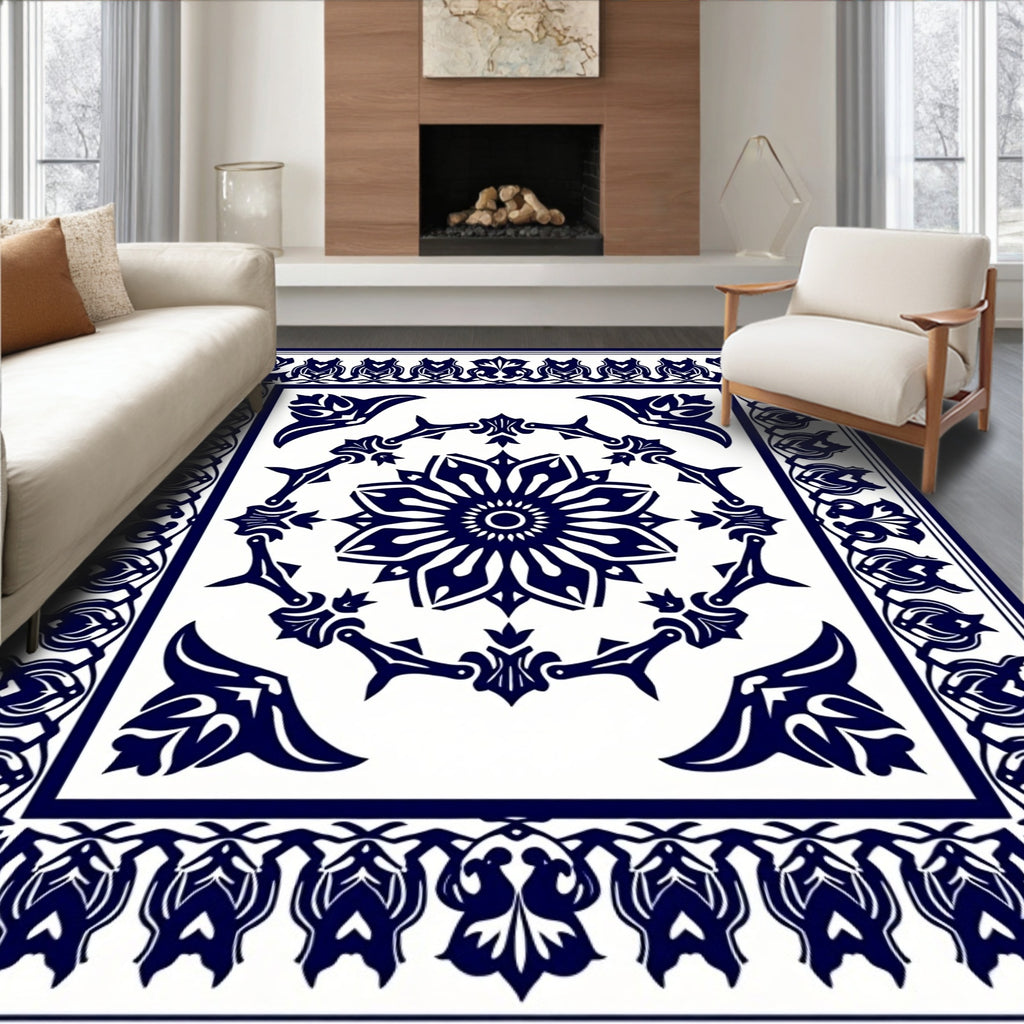 Classic Circle Floral Tile Pattern Rug