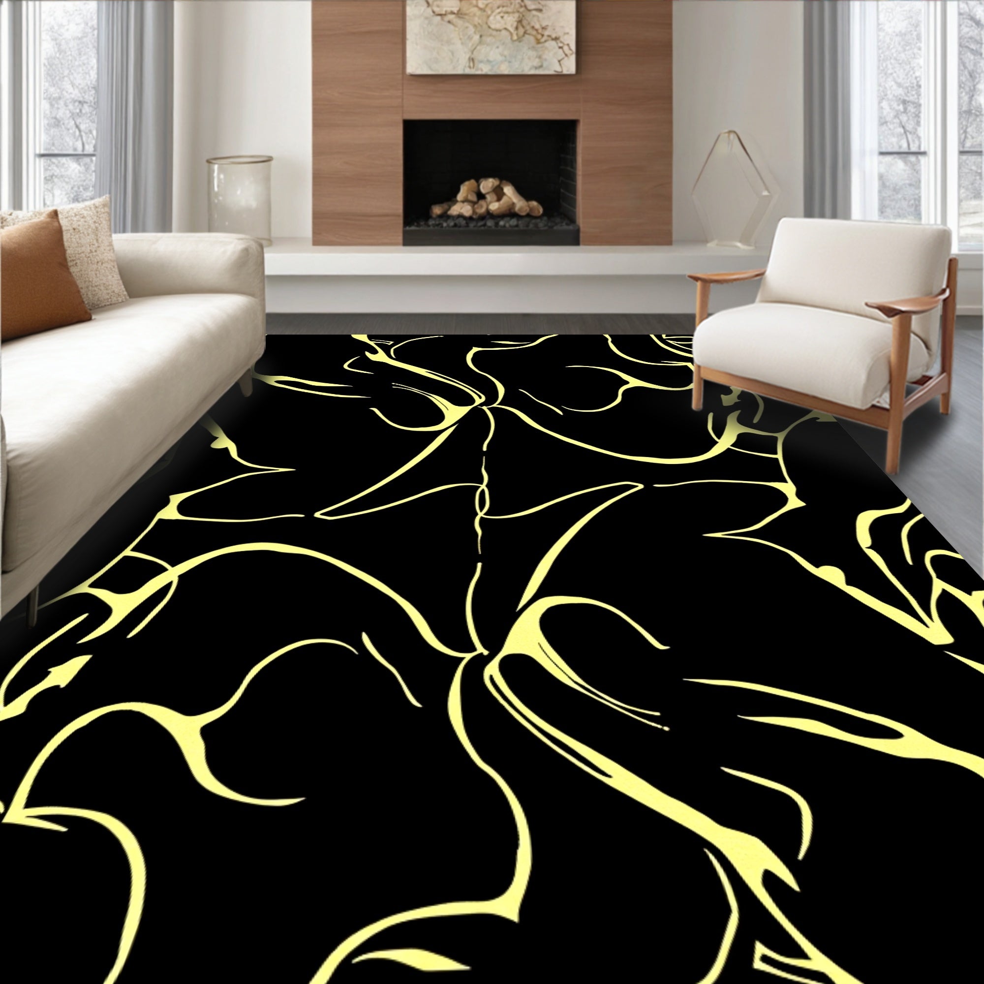 Abstract Bold Lines Pattern Rug