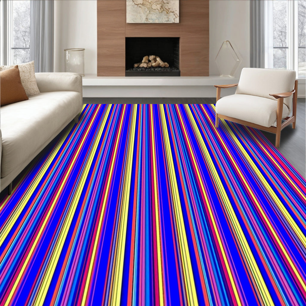 Vibrant Multi Color Striped Pattern Rug