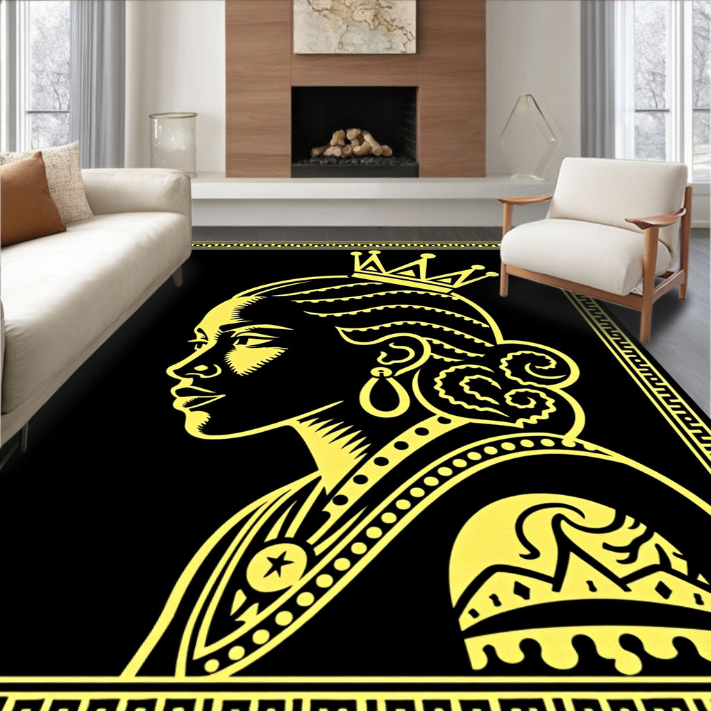 Golden Regal Portrait Pattern Rug