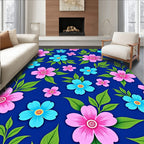 Pink and Blue Floral Pattern Rug