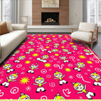 Pink Whimsical Figure Starburst Swirls Rug