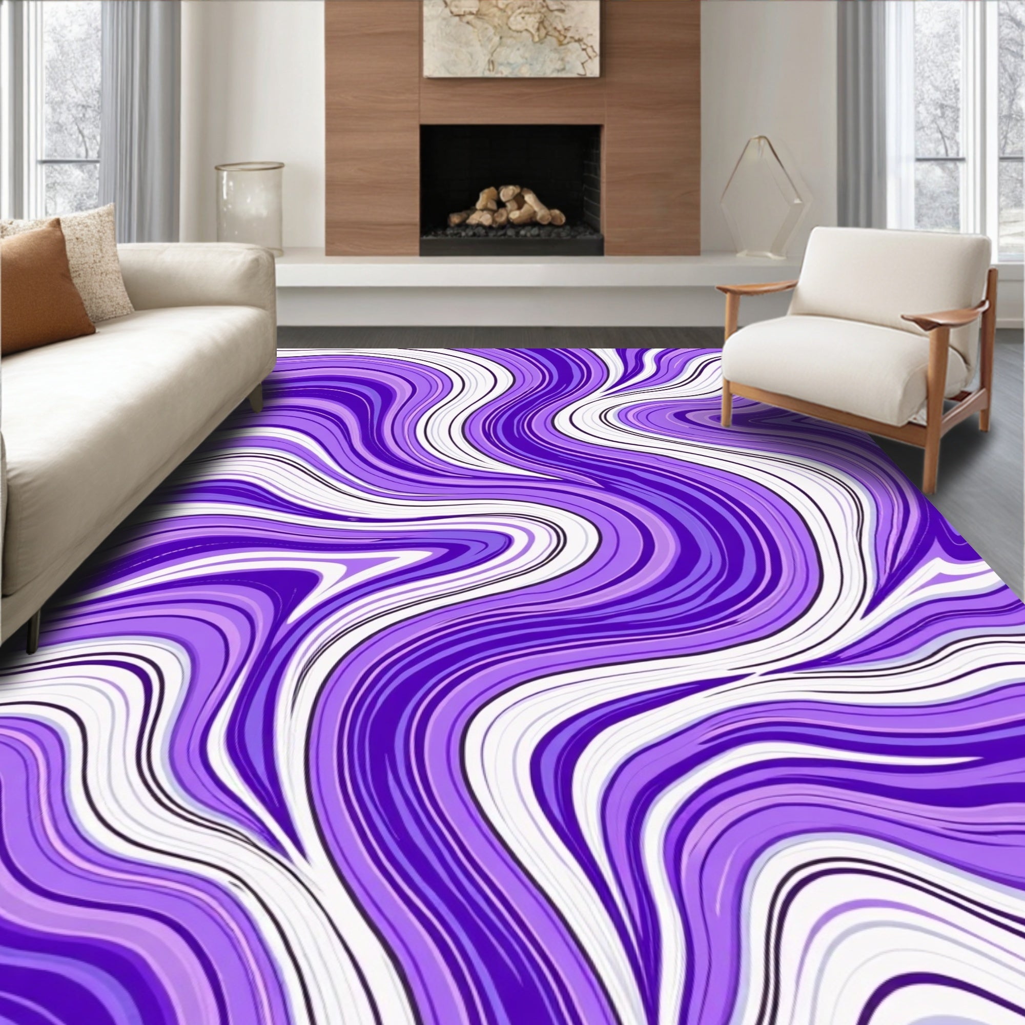 Purple Swirl Fluid Abstract Rug