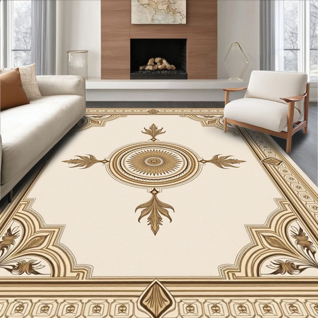 Ornate Geometric Medallion Square Pattern Rug