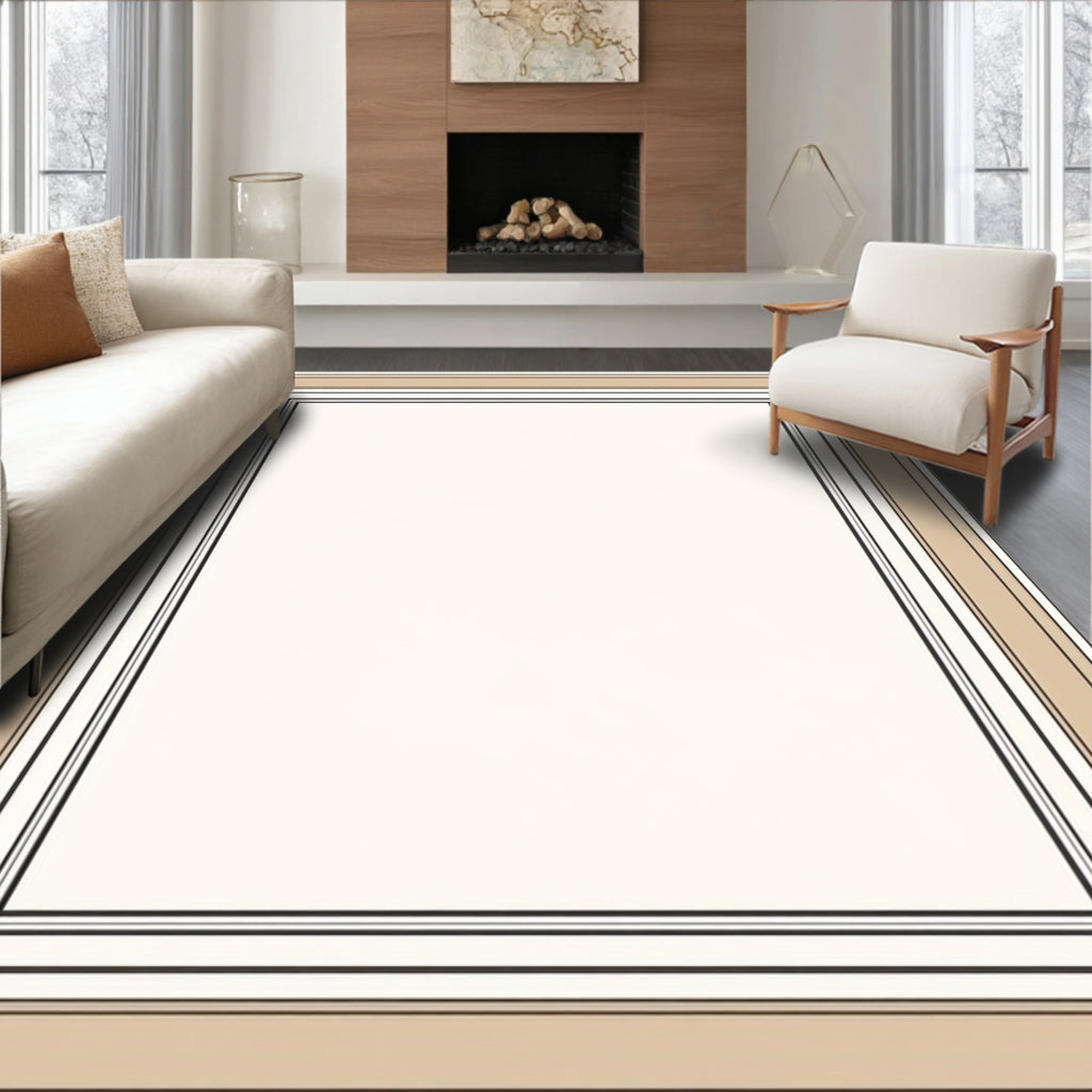 Modern Geometric Bordered Neutral Rug