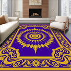 Royal Blue Gold Floral Mandala Rug