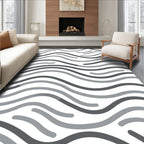 Monochrome Wavy Lines Art Rug