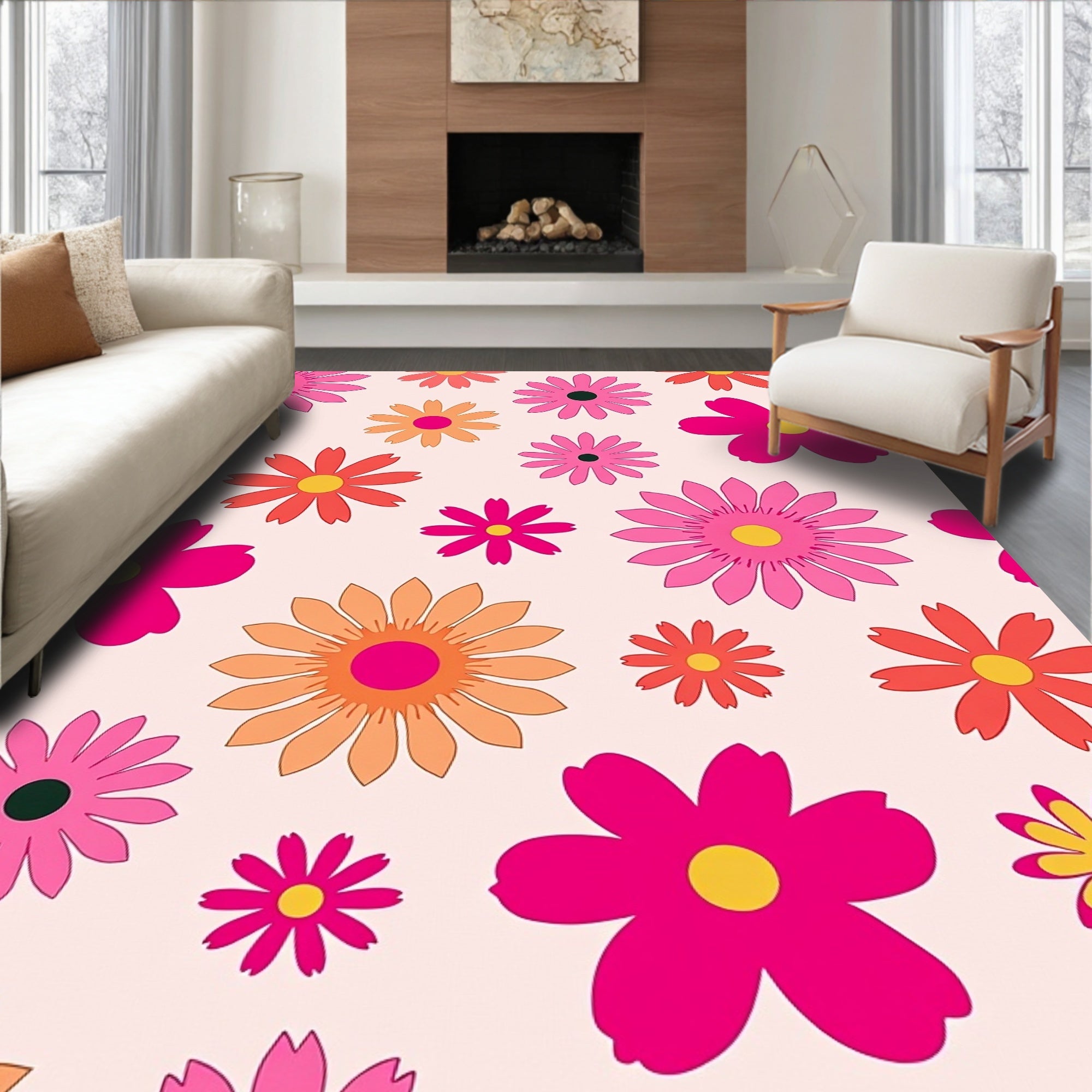 Retro Floral Pattern Design Rug