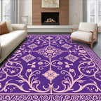 Grand Floral Patterned Purple Rug