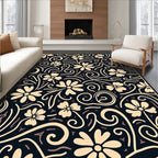 Cream Floral Swirl Pattern Rug