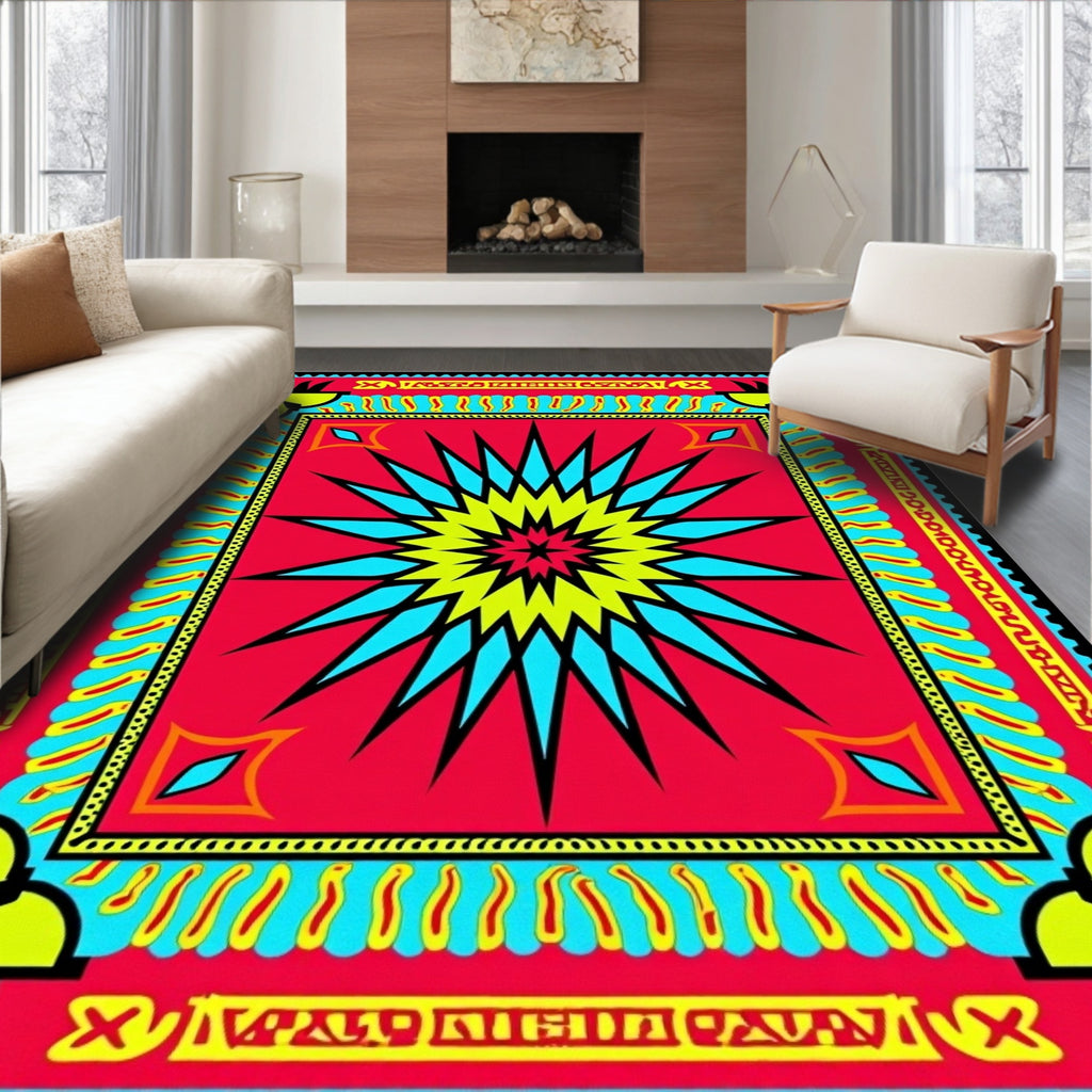 Bold Starburst Geometric Design Rug