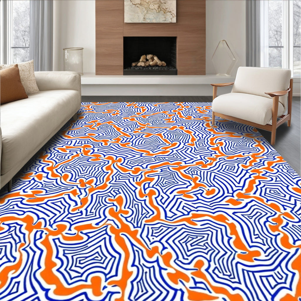 Bold Abstract Organic Line Pattern Rug