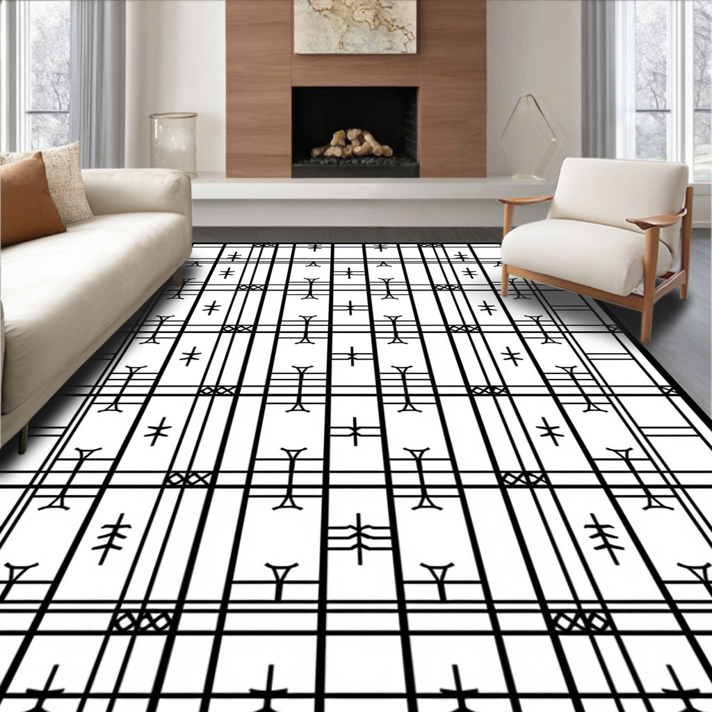 Minimalist Geometric Grid Pattern Rug