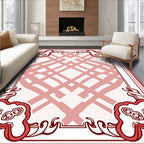 Art Nouveau Floral Red White Design Rug