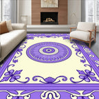 Elegant Lavender Floral Medallion Border Rug