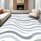 Curved Gentle Gray Stripe Pattern Rug