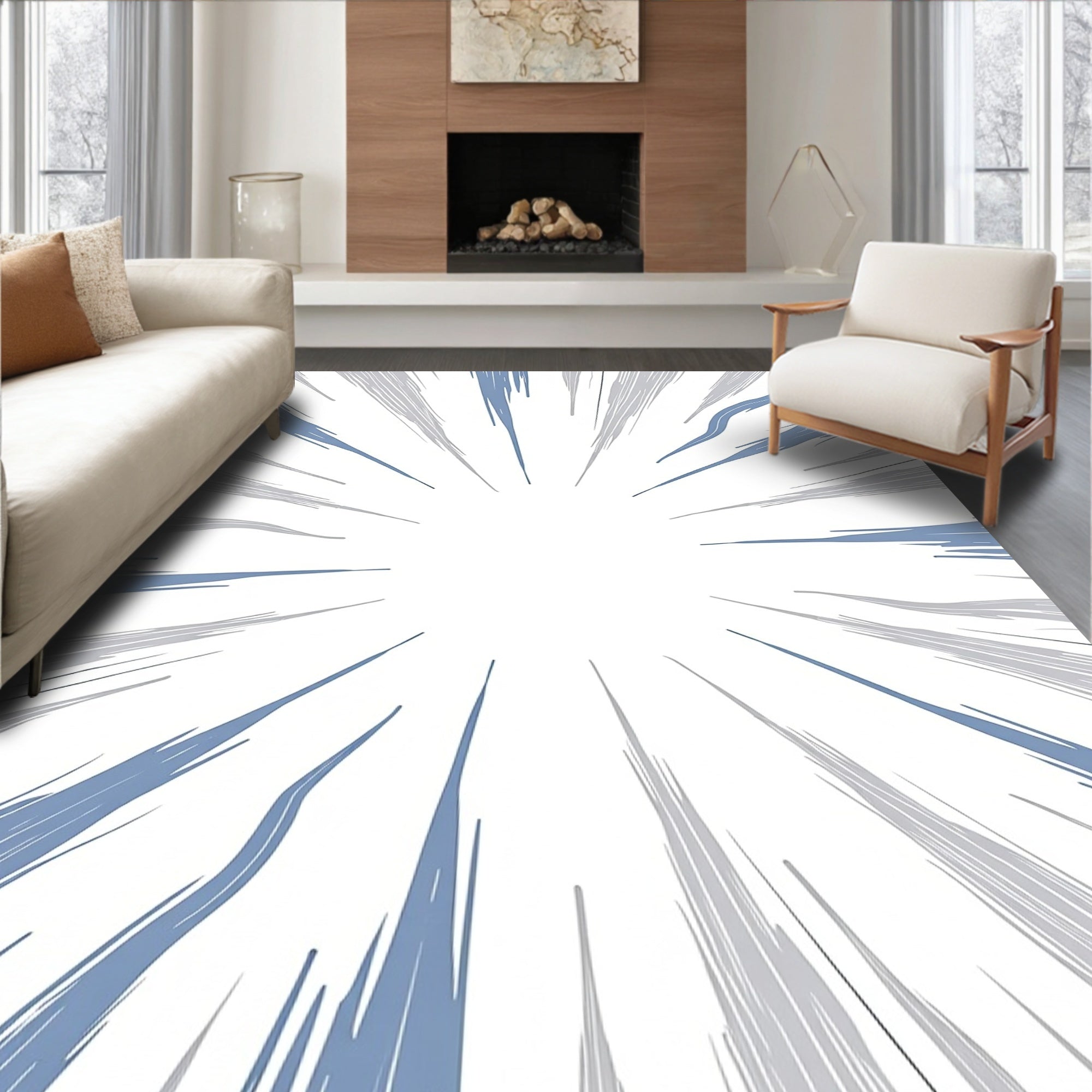 Abstract Radial Burst Pattern Design Rug