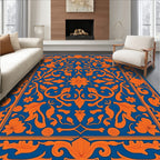 Elegant Orange Floral Damask Design Rug