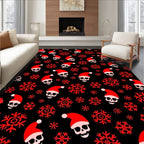 Red Skull Snowflakes Christmas Rug