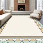 Geometric Mint Gold Contemporary Border Rug