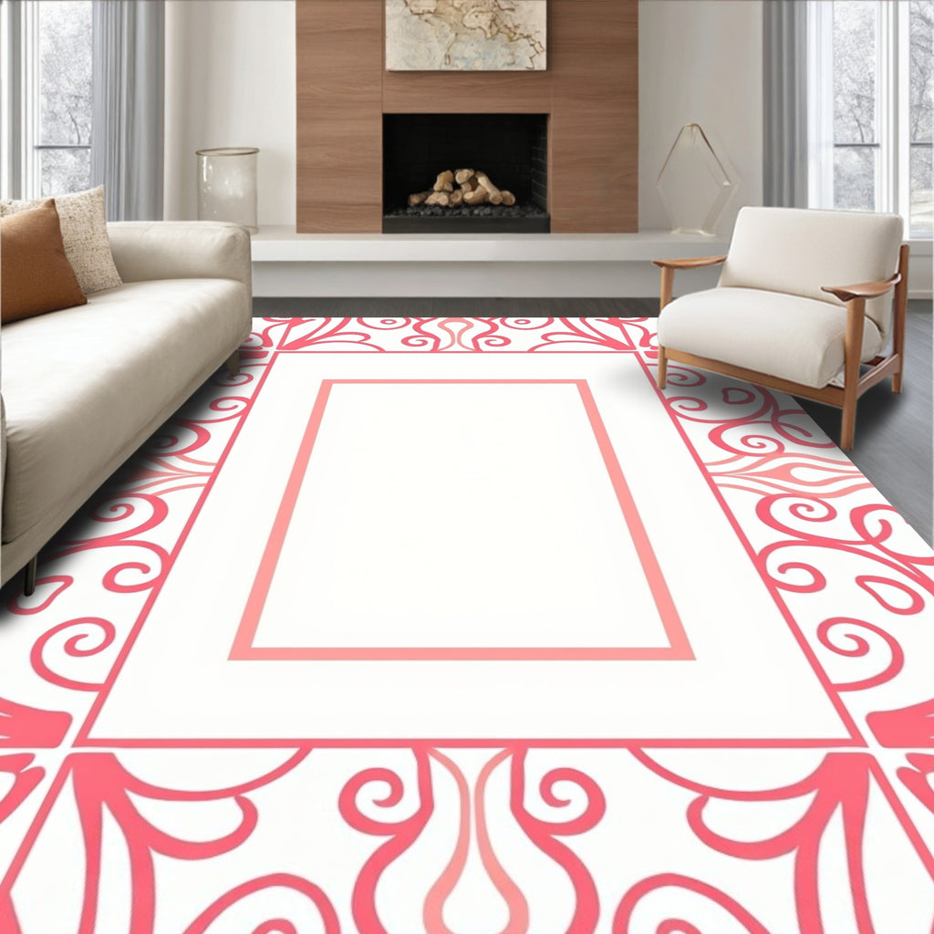 Coral Scroll Flourish Medallion Rug
