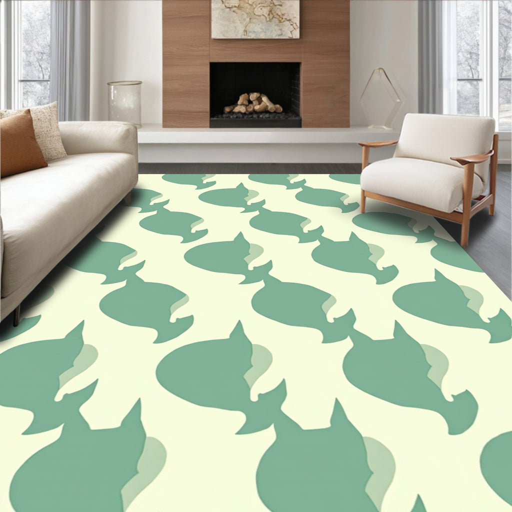 Whale Patterned Repeating Design Rug