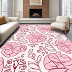 Whimsical Floral Outline Pattern Rug