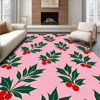 Pink Holly Berry Foliage Rug