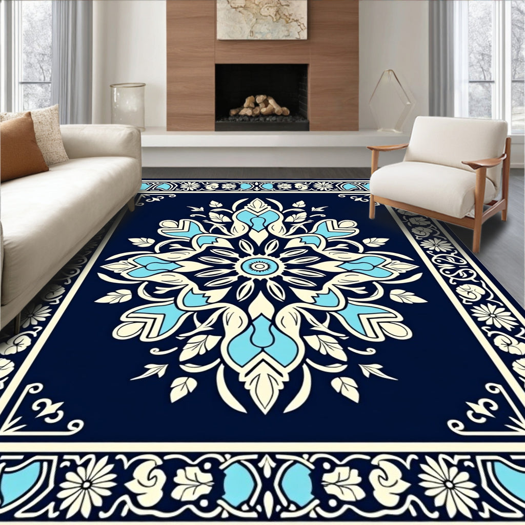 Elegant Floral Mandala Pattern Rug