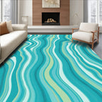 Teal Wavy Fluid Abstract Rug