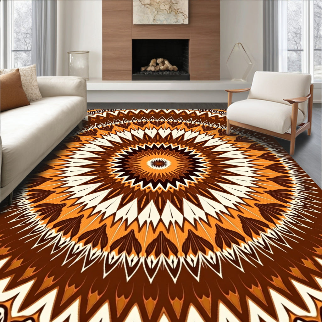 Ornate Sunburst Geometric Pattern Rug