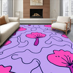 Pink Bloom With Wavy Lines Rug