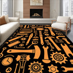 Industrial Wood Grain Tool Collage Rug