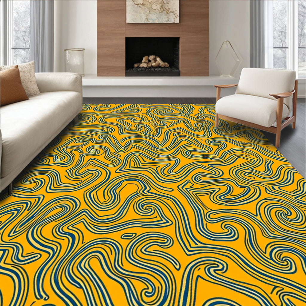 Abstract Swirls Pattern Textile Design Rug