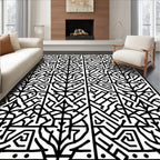 Abstract Black White Organic Pattern Rug