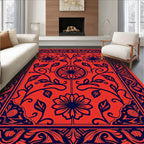 Vibrant Floral Scroll Border Design Rug