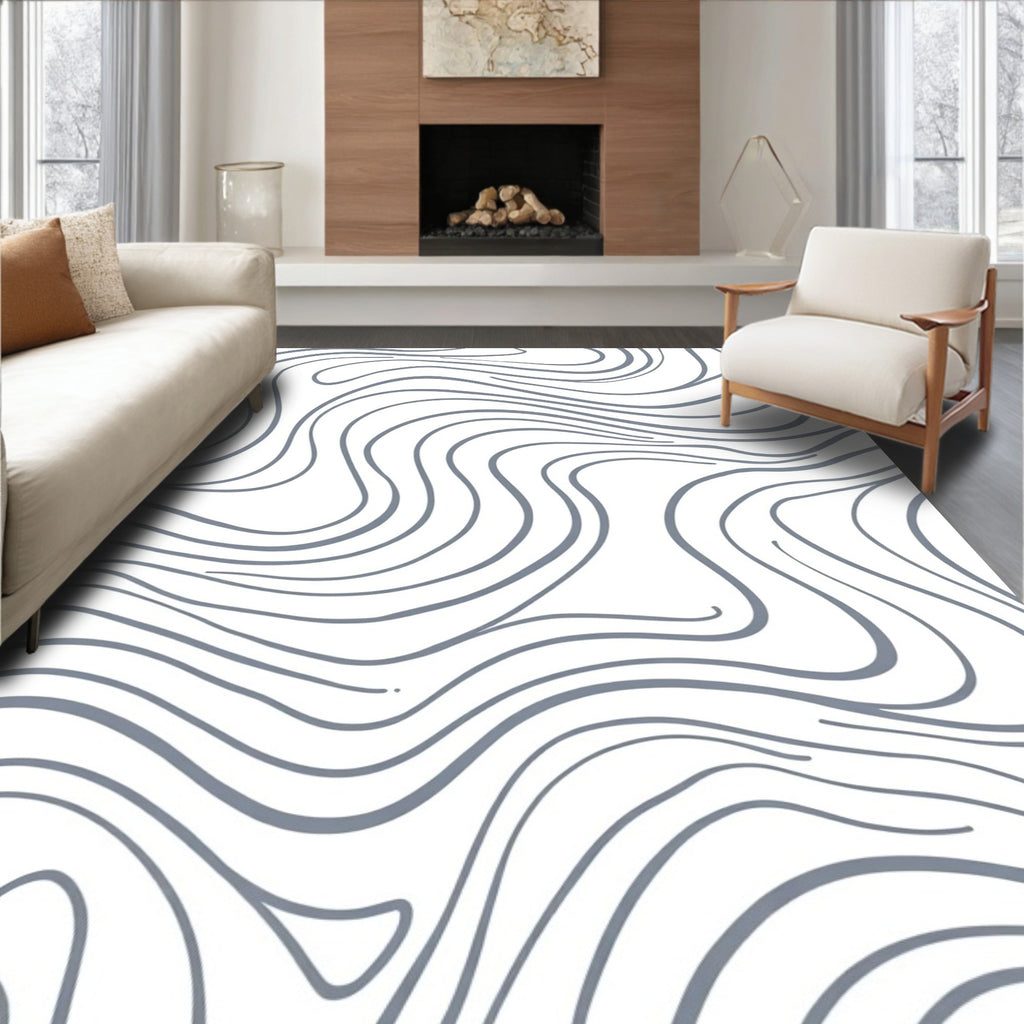 Fluid Marble Swirl Pattern Rug